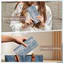 Ultra Slim Thin Denim Wallet Women RFID Blocking Credit Card Holder Bifold Long Ladies Billfold Wallet (01-Light blue)