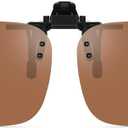 IOHLNG Polarized Clip On Flip Up Sunglasses Over Prescription Glasses for Women and Men (Brown)