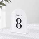 UNIQOOO White Arch Wedding Table Numbers with Stands 1-15, 5x7" Acrylic Signs and Holders, Perfect for Centerpiece, Reception, Decoration, Party, Anniversary, Event