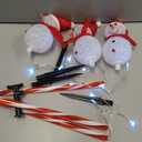 Set of 3 Snowman Solar Christmas Decorations, 8 Modes Solar Garden Lights, Candy Cane Christmas Stake Light, Outdoor Xmas Decor for Yard, Patio, Pathway (White)