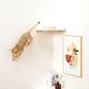 3-in-1 Cat Climbing Wall Steps with Hemp Rope, Shelves and Perches, Scratching Pads for Cats Playing and Climbing (Wood)