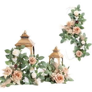 Ling's moment 6Pack 2ft Artificial Flowers Garland Beige Lantern Flower Centerpieces Brown Wedding Aisle Decor Chair Nude Flowers Arch Floral for Signs DIY Table Wall Window Cake Decoration
