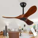 36 Inch Small Ceiling Fan no Light, Outdoor Ceiling Fans Without Lights with Remote Control, 3 Blades Solid Wood Propeller for Patio, Indoor, Living Room, Bedroom, Porch, Farmhouse (Dark Walnut)
