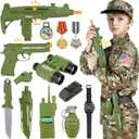 GIFTINBOX Army Costume for Kids, Boys Military Soldier Costume with Toy Accessories, Halloween Costumes for Boys, 13Pcs Army kit Middle(6-8yrs)