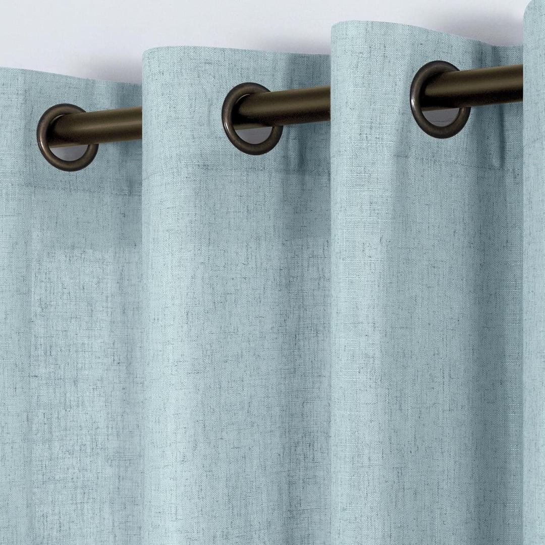 KOUFALL Seafoam Blue Green Linen Curtains 108 Inches Long, Beach Coastal Farmhouse Theme Sheer Linen Curtains for Living Room, 52x108 Inch Length 2 Panels KOUFALL Seafoam Blue Green Linen Curtains 108 Inches Long, Beach Coastal Farmhouse Theme Sheer Linen Curtains for Living Room, 52x108 Inch Length 2 Panels