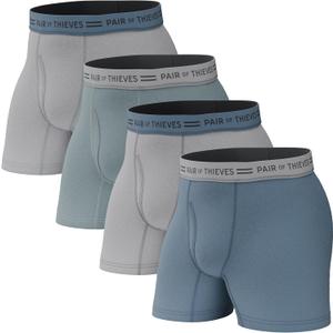 Pair of Thieves Soft Cotton Boxer Briefs for Men Pack (4 Pack) - Tagless Mens Underwear for All-Day Comfort and Support - X-Large - Grey/ Denim