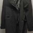 Ebifin Men's Notch Lapel Double Breasted Long Trench Coat Casual Cotton Blend Peacoat (Black)