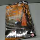 Witch Halloween Costumes for Girls, Light Up Dress with Broom and Hat, Kids Costume Glow in the Dark for Halloween Party (Medium, Orange)