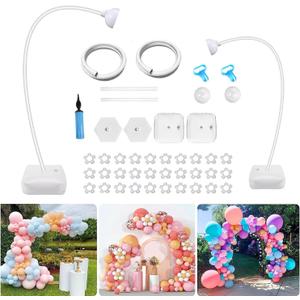 Balloon Arch Stand Kit Party Supplies, 8.2Ft & 5Ft Half Arch Balloon Stand with Water Filling Bag Base, Free Bending Balloon Holder for Wedding Baby Shower Birthday Party Decorations, White (white)