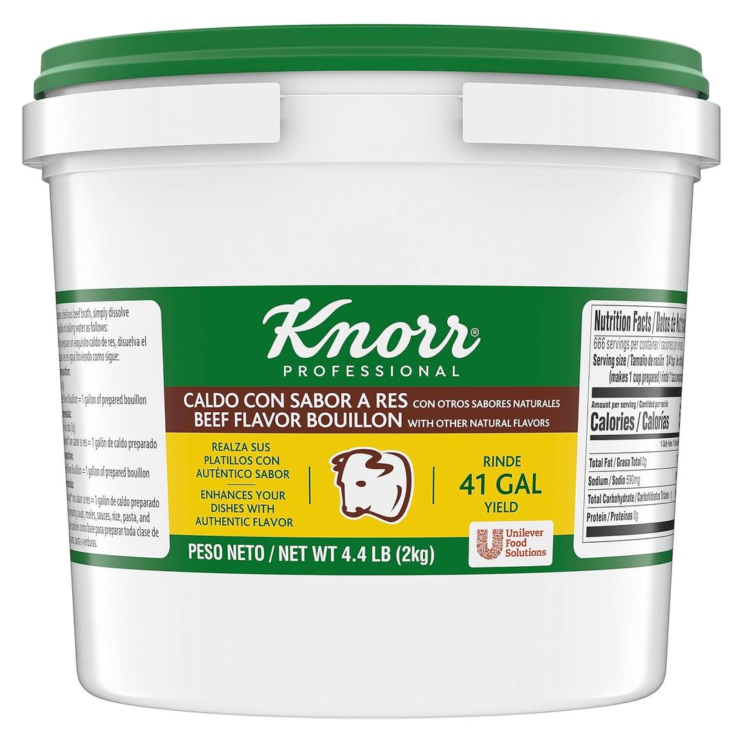 Knorr Professional Caldo de Res, Beef Bouillon with Beef Flavor Granulated Base, Bouillon as a Base, Marinade, Flavor Enhancer, Shelf Stable Convenience, 0g Trans Fat, 4.4 lbs (Pack of 1), BBD: 10/15/25