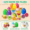 12 Pack Prefilled Easter Eggs with Food Squishy Toys Keychains, Easter Eggs Filled for Kids Easter Egg Hunt Easter Basket Stuffers Goodie Bag Fillers School Classroom Gifts