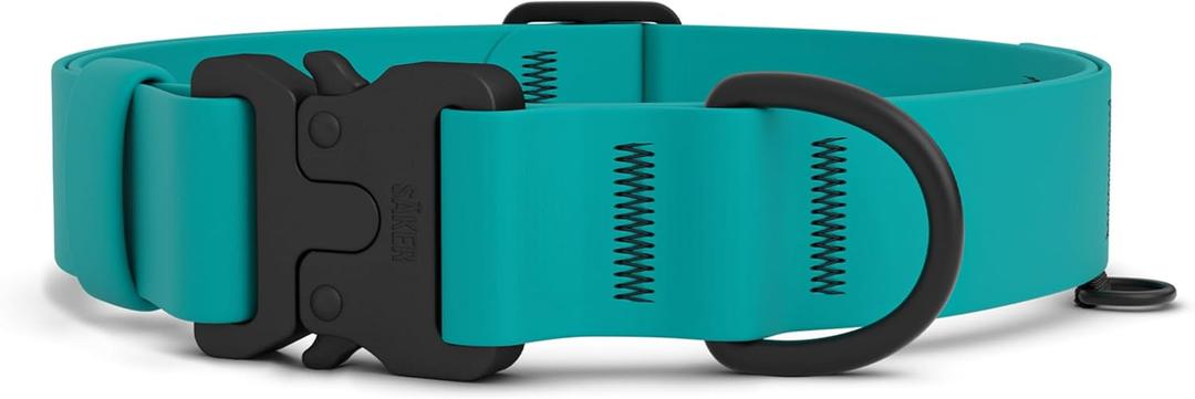 Sker Waterproof Dog Collar - Adjustable Lightweight Dog Collars for Small Dogs - 1 Inch Durable Small Dog Collar with Aluminum D-Ring, Daisy Chain and Quick-Release Buckle | Teal Dog Collar
