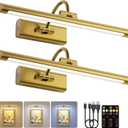 2 Pack 16" Brass Picture Art Lights - 6000mAh Rechargeable Battery Powered Wireless Lighting for Home Gallery, Office, Living & Bedroom