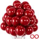 50pcs Chrome Metallic Red Balloons, 12inch Ruby Red Double Layer Latex Balloons,Chrome Dark Red For Wedding, Graduation, Baby Shower Decorations (with 2 Red Ribbon)