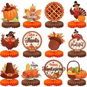 KatchOn, Happy Thanksgiving Centerpieces for Tables  Pack of 12 | Thanksgiving Decorations for Table | Pumpkin & Turkey Centerpieces for Tables | Friendsgiving Party Decorations, Harvest Decorations