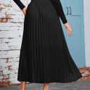 MAKABO Women's Maxi Pleated Skirt with Pockets, High Waisted A Line Long Skirts Button Down Business Casual Outfits