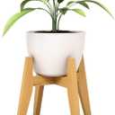 Mid Century 10” Bamboo Wood Plant Stand, Indoor Wooden Flower Pot Holder Stands- Modern Plants Display Rack/Pedestal, Fits 10 Inch Planter Pots and Cone Pots, Up to 175lbs- Rustic Retro Décor