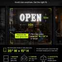 30"x10" Large LED Open Signs for Business Super Bright Unique Design White Open Sign with Hanging Installation for Window Stores Bar Hotel Retail Shops Salon Restaurant Office