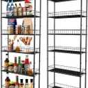 Slim Storage Cart with Wheels, 6-Tier 6in Black Narrow Rolling Shelf,Sturdy Slim Storage Ideal for Kitchen, Bathroom, and Laundry Room