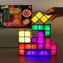 YHK Stackable Night Light, 7 Colors LED Puzzle Light, 3D DIY Magic Puzzle Night Light, Novelty Desk Lamp for Room Decor and Teens Ideal Gift (Plug)