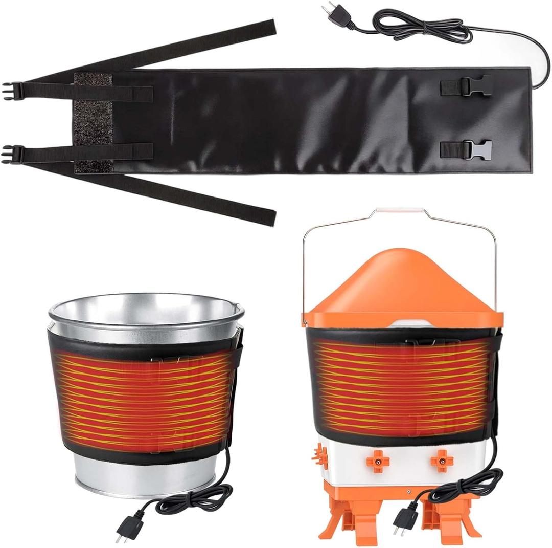 7" W 30" L Chicken Water Heater Belt Strap, Energy Saving Heated Poultry Coop Waterer Warmer with 6ft Cable for Prevent 2-5 Gal Bucket Freeze in Extremely Cold Winter,Auto Temp Control& Easy Install