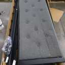 Full Size Bed Frame, Metal Platform Bed Frame with Button Tufted Linen Upholstered Headboard, Sturdy Steel Slats, 12" Underbed Storage, No Box Spring Needed, Dark Grey