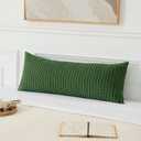 UGASA 14x36 Inch Pillow Cover Pack of 1 Soft Boho Stripe Corduroy Large Long Rectangle Lumbar Cushion Cover Farmhouse Decorative Throw Pilowcase for Bed, Couch, Sofa, Bedroom, Living Room, Moss Green