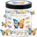 Positive Butterfly Jar  Christmas Gift 60 Christian Affirmation Cards, Jesus Scripture Bible Verse Jar, God Says You Are, Faith-Based Religious Spiritual Christian Butterfly Gift for Women, Teens