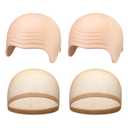 WILLBOND 4 Pcs Halloween Bald Caps Makeup Latex Bald Caps Head Wig hat Costume Accessories for Adults(Skin Color,Simple Style) (Simple Style, Skin Color)