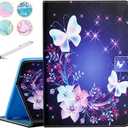 Fancity Case Fits All-New Amazon Kindle Fire HD 10 & 10 Plus (13th/11th Generation, 2023/2021 Release), PU Leather Stand Cover with Smart Auto Wake/Sleep & Pen Holder Card Slot, Purple Butterfly