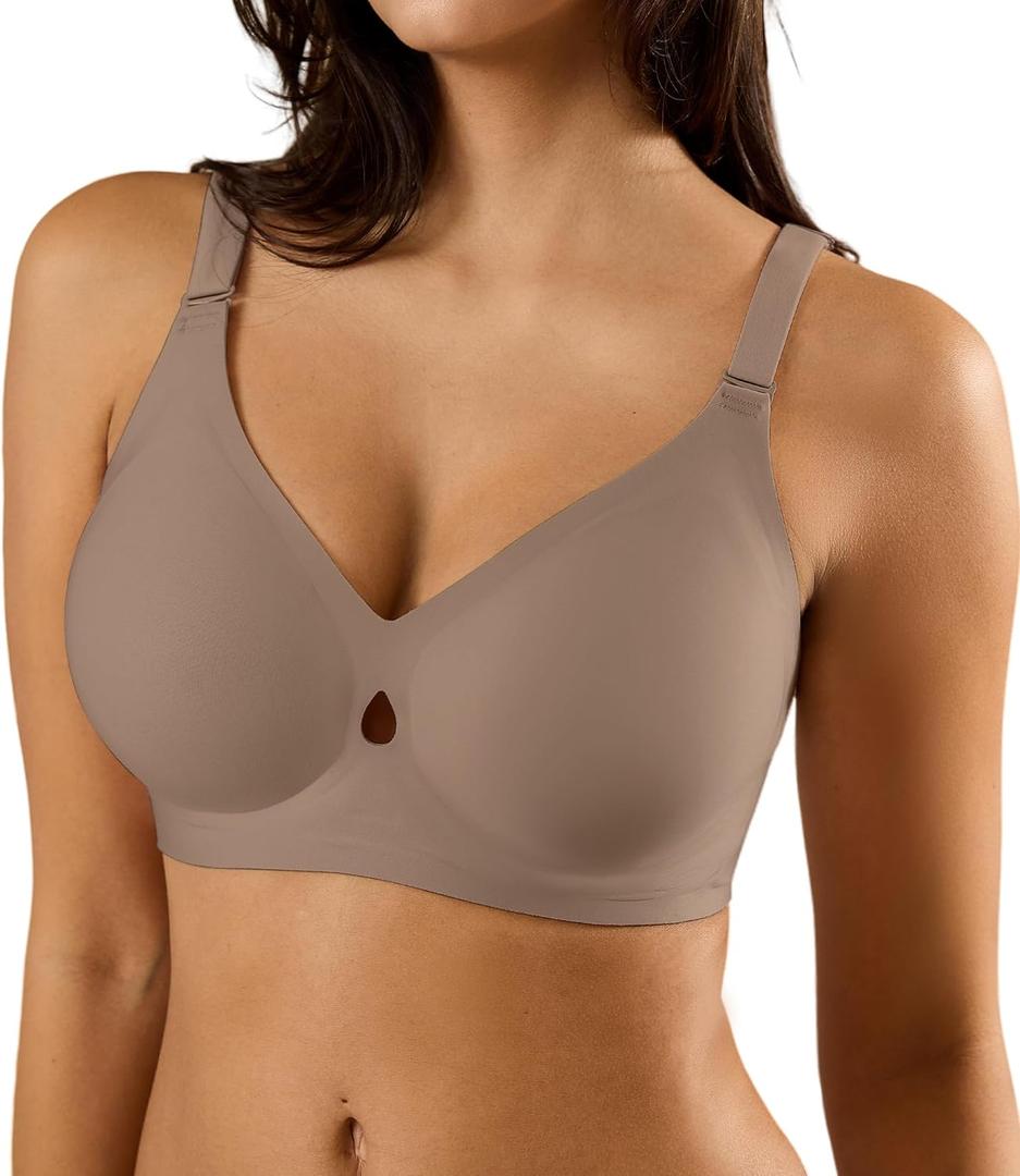 Padded Wireless Bras for Women - Wireless Bra Bralettes for Women with Support Padded Bralette (Brown, XXXL)
