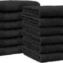Amazon Basics Cotton Washcloths for Face, Soft, Absorbent, 12-Pack, Black, 12 Inch x 12 Inch