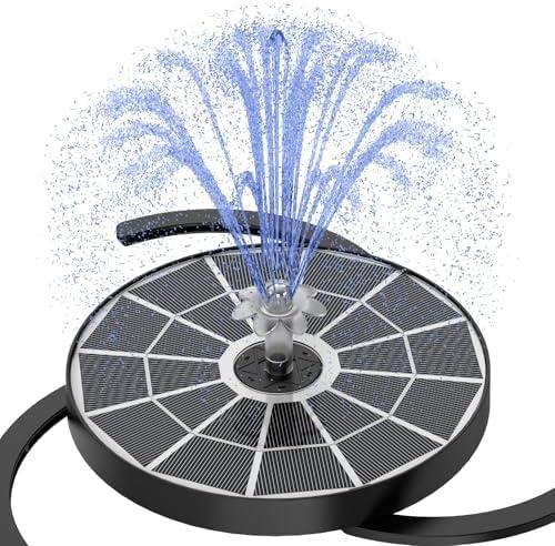 AISITIN 3.7W Solar Bird Bath Fountain Upgraded 6.3" Solar Glass Panel, Solar Powered Fountain Pump with Integrated Bracket & Storage for Bird Bath, Pond, Garden, Aquarium and Outdoor
