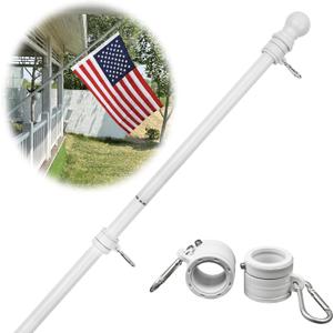 HIBLE White Flag Pole 1 Inch Carbon Fiber Flag Pole, 5 Foot Tangle Free Flagpoles for House Porch Residential 4 Sections Adjustable Flag Poles with Smooth Bearing Spinners (no Flag and no Bracket)
