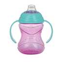 Nuby Clik-It Grip N' Sip Soft Spout No-Spill Training Sippy Cup with Handles - (3-Pack) 10 oz - 4+ Months - Aqua/Purple/Pink