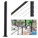 Dawn Railing 36 Heavy-Duty Cable Railing Post, 36x2x2 High Strength Steel Stair End Post with 33 Bevel Drilled Holes, Black Powder Finishing Surface for Cable Railing System Kit Stair, 1 Pack