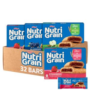 Nutri-Grain Soft Baked Breakfast Bars, Kids Snacks, Whole Grain, Variety Pack (4 Boxes, 32 Count),  BB:  30MAY26