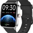 Fitpolo Smart Watch for Men Women, Stainless Steel Bezel Fitness Tracker (Make/Answer Calls), IP68 Waterproof, Heart Rate SpO2 Monitor, Sleep & Activity Tracking Smartwatch for Android Phones iPhone (Black)