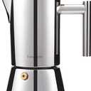 Easyworkz Diego Stovetop Espresso Maker Stainless Steel Italian Coffee Machine Maker 4Cup 6.8 oz Induction Moka Pot (Silver)