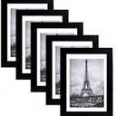 5x7 Picture Frame Set of 5, Display Pictures 5x7 with Mat, Wall Gallery Photo Frames, Multi Photo Frames Collage for Wall Mounting Display, Black