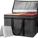 Mosago Insulated Food Delivery Bag - Reusable Thermal Cooler Grocery Bags for Catering & Delivery, Pizza Carrier for Events, Large Capacity Bag Keeps Food Hot/Cold for Shopping, Commercial (with Base) (Black)