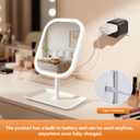 Touch-Sensitive Controls Vanity mirrorr, Makeup Mirror with LED Light, 2400mAh Rechargeable, 270-degree Rotation Adjustment,Beauty Vanity Mirror with Lights Portable Travel, 3 Light Color (White)