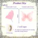 4 PCS Giant Artificial Butterfly Party Decorations 19.6inch 3D Silk Butterfly Hanging Wall Decorations for Baby Shower Decor Girls Women Birthday Party Wedding Homes Supplies (Pink)