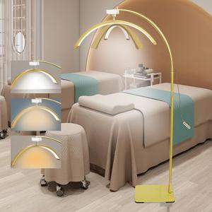 Lash Light for Eyelash Tech, Dimmable Lash Lamp for Eyelash Extensions, Rotating Half Moon Light Lash Tech, Adjustable LED Eyelash Light Esthetician Light with Phone Holder (Gold)