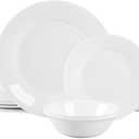 Dinnerware Sets for 6, LaGlint 18 Pieces Opal Glass Plates and Bowls Set, Dishwasher and Microwave Safe Dish Dinning Ware Set, Chip and Scratch Resistant Dishware Sets White