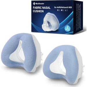 2 PCS Nasal Cushion for AirFit N20(L),1 pc Soft Fabric Nasal Cushion and 1 pc Velvet-Lined CPAP Nasal Mask Cushion for AirTouch N20, Soft Fabric for All Seasons, Velvet-Lined for Fall/Winter(Blue)