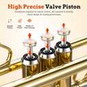 CAHAYA Bb Trumpet Instrument Trompeta: Brass Student Trumpet with Hard Case 7C Mouthpiece Gloves Standard Trumpets for Beginners or Advanced Students Gold (Gold)