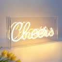 Cheers Neon Sign, USB LED Desk Lightbox Cheers Sign with ON/OFF Switch, 3D Neon Light up Sign for Table Decor, Wall Decor, Bar, Pub, Bachelorette Party (Warm White)