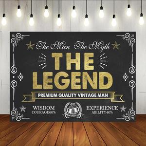 Lofaris Vintage Man Birthday Backdrop Decorations for Men Black Gold Themed Backdrop Sign Party Supplies, 30th 40th 50th 60th 70th 80th Bday Banner Decorations Background Studio Props 7x5ft