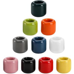 10 Pcs Ceramic Chime Candle Holders, 0.7 Inch Diameter, Home Small Candle Holders for Casting Chimes, Rituals, Spells, Vigil, Wiccan Supplies & More (Ceramics, Multicolor)